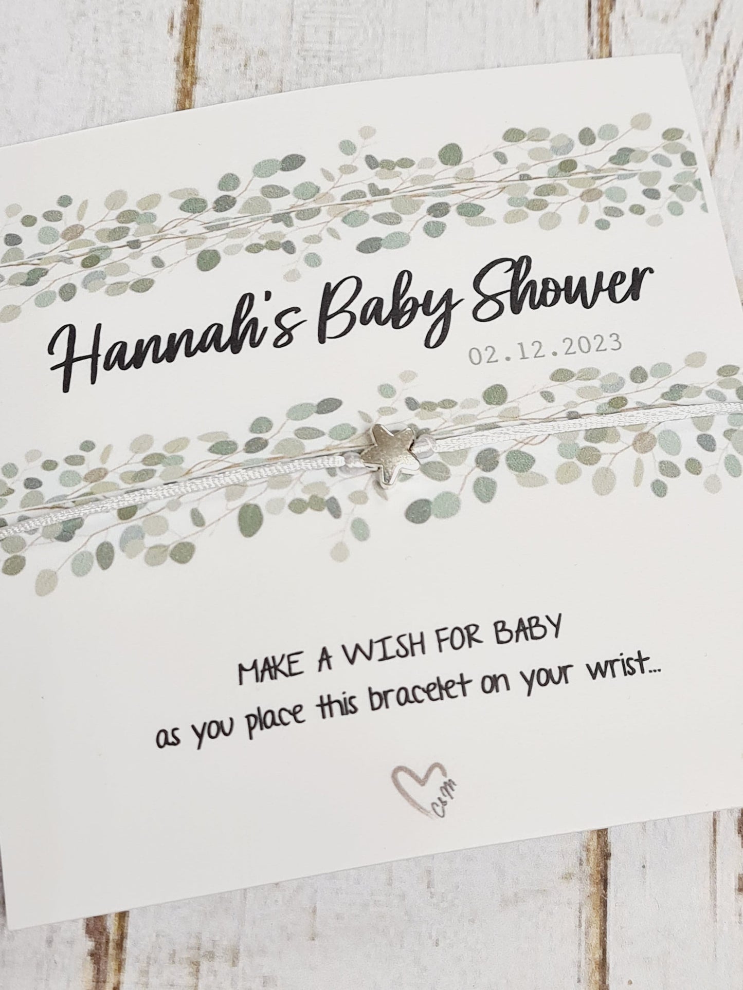 Baby Shower Wish Bracelet, wish string personalised