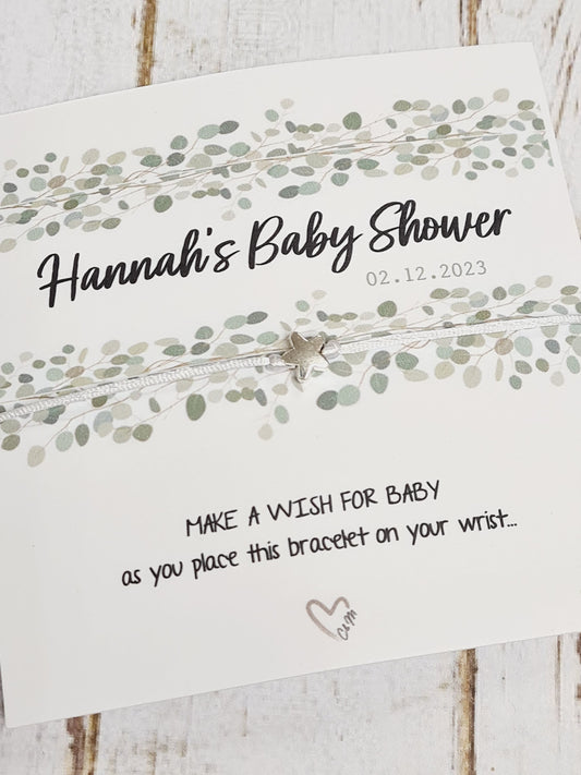 Baby Shower Wish Bracelet, wish string personalised