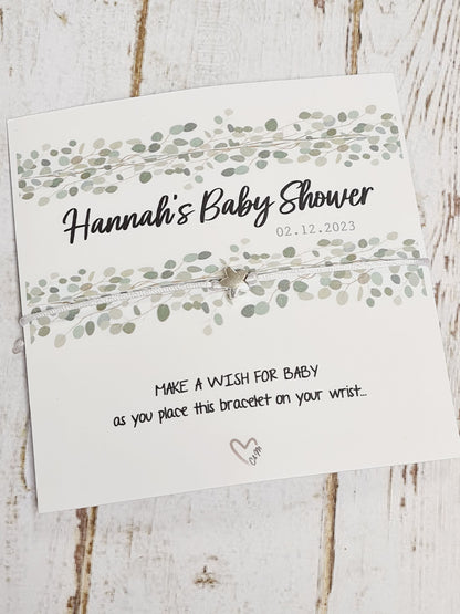 Baby Shower Wish Bracelet, wish string personalised