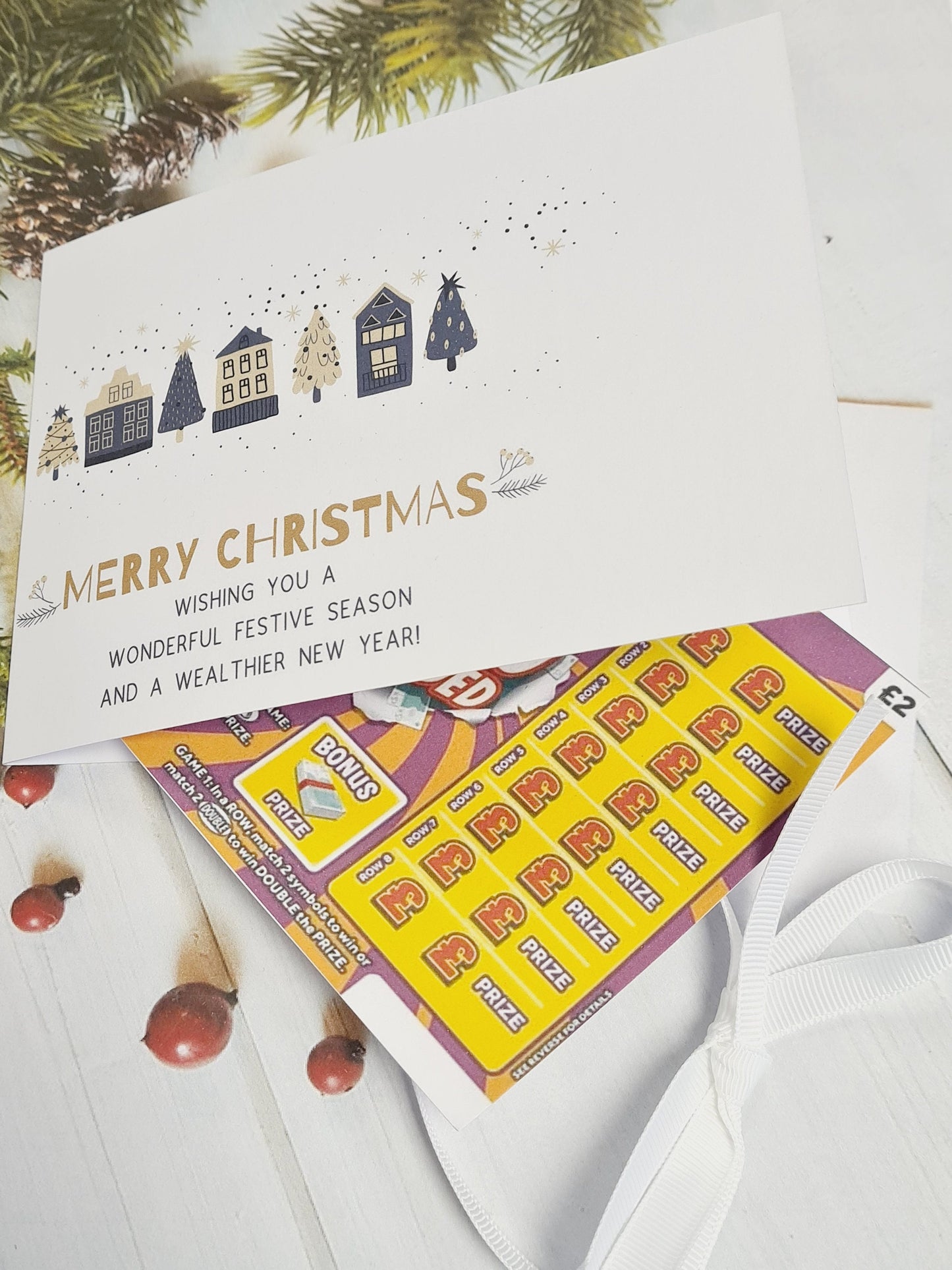 Novelty Christmas Lottery Ticket Holders - Scratch Card Gift -Table Decoration - Festive - Houses and Trees I Team Gift I Colleagues I HS3