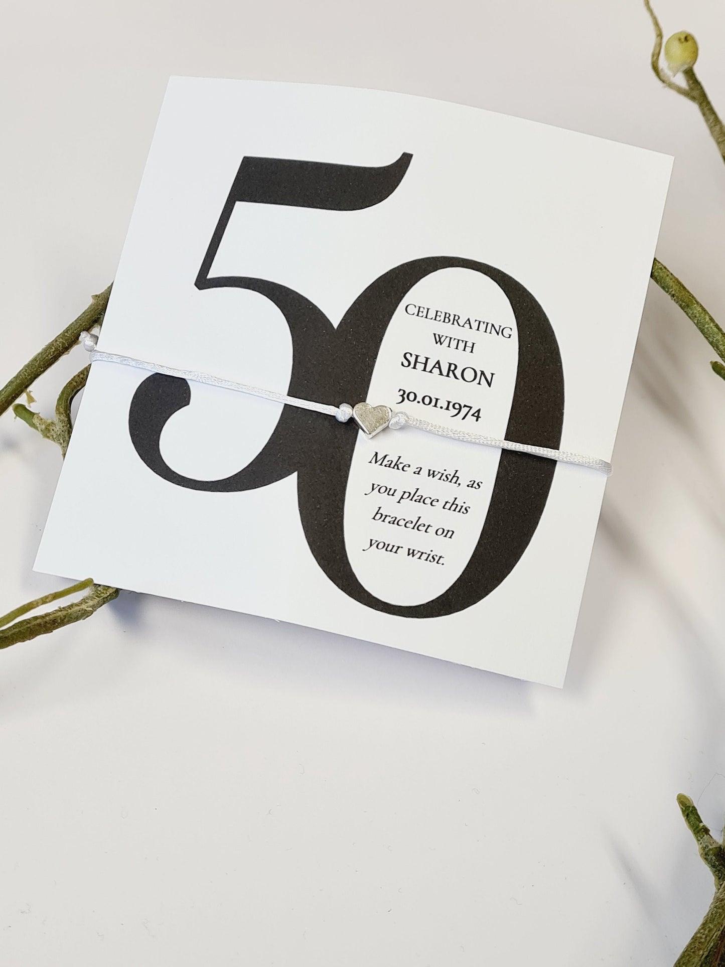 Pack of 10, 50th Birthday Wish Bracelet  Party Favour Gift, Milestone, Birthday Keepsake, Personalised