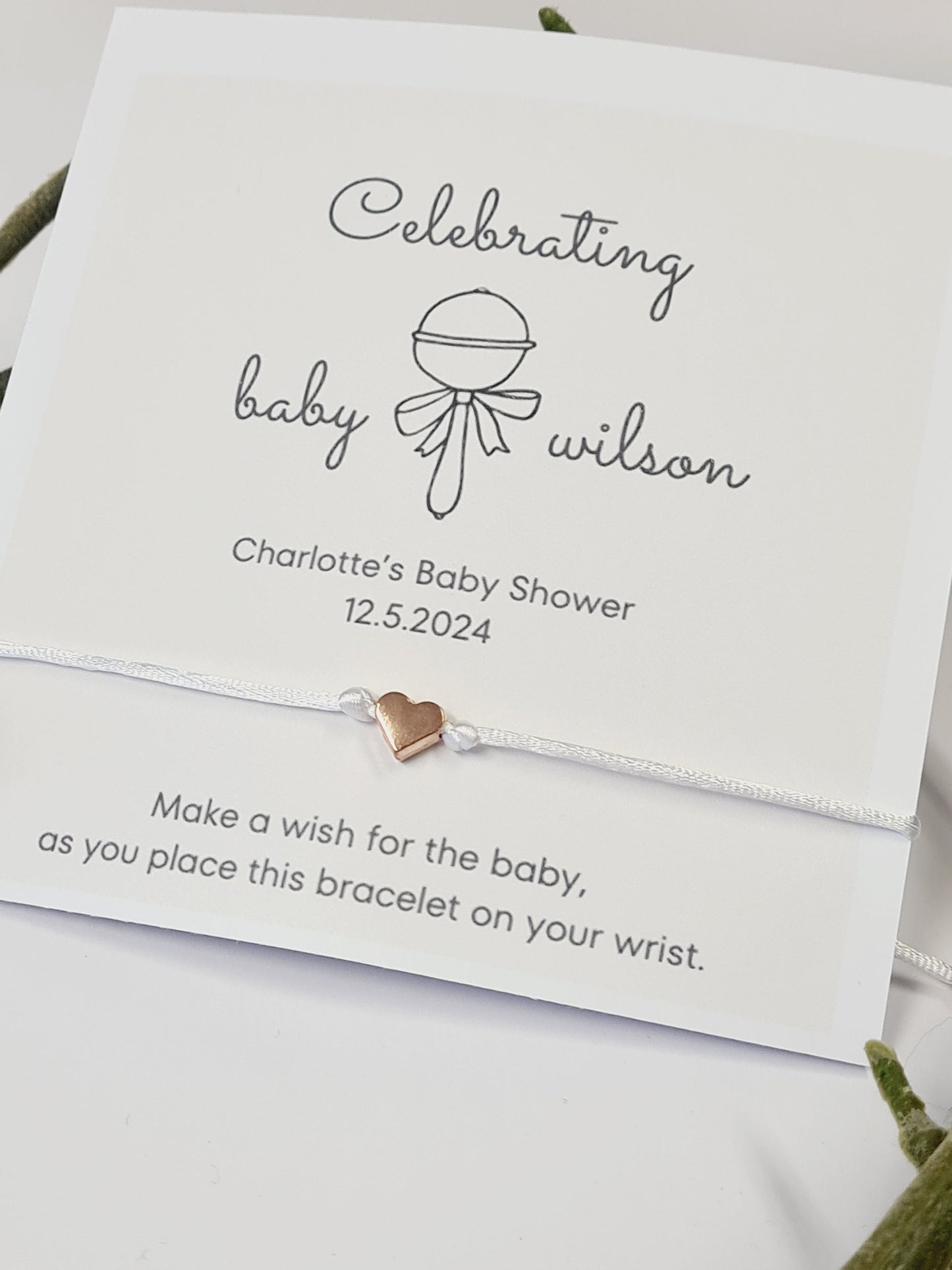 Baby Shower Wish Bracelet: Rattle Keepsake Favor