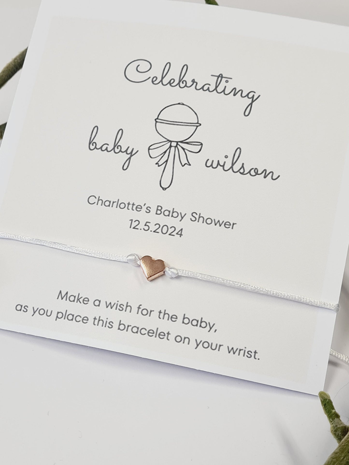 Baby Shower Wish Bracelet: Rattle Keepsake Favor
