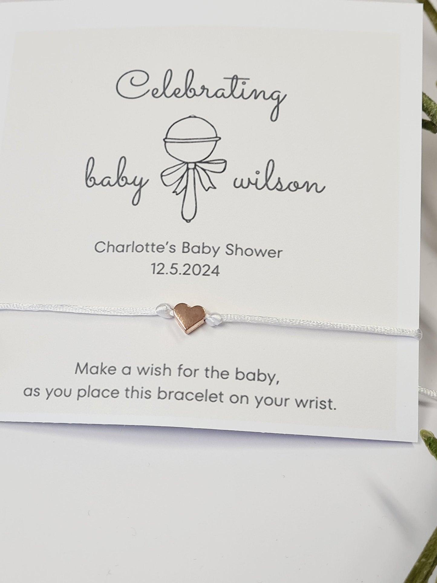 Baby Shower Wish Bracelet: Rattle Keepsake Favor