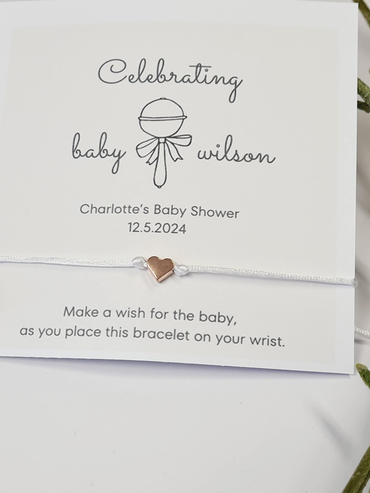 Baby Shower Wish Bracelet: Rattle Keepsake Favor