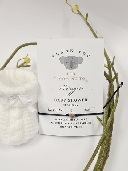 Cute Baby Koala - Personalised Baby Shower Wish Bracelet, Mummy to Be, Charm String Bracelet, Personalised Gift - ca34