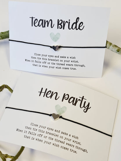 Bride Tribe Wish Bracelet: Silver Heart, Hen Party Favor