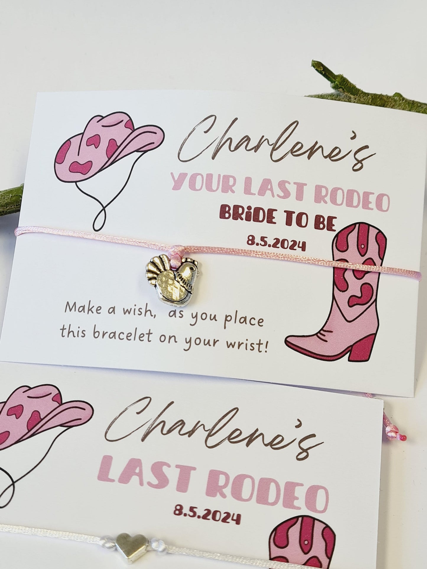 Last Rodeo Cowgirl Hen Party Wish Bracelet: Western Bridal Shower Favour - Pink Hoedown