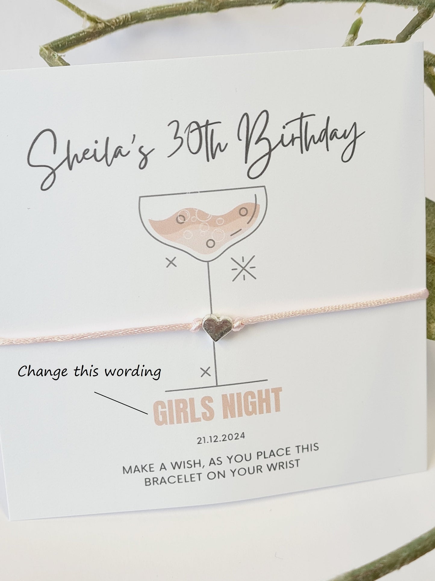 Cocktail Design Wish Bracelet: Personalised Party Favour for Girls - Girls Weekend - Girls Trip - Birthday