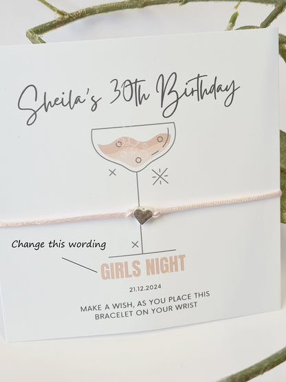 Cocktail Design Wish Bracelet: Personalised Party Favour for Girls - Girls Weekend - Girls Trip - Birthday