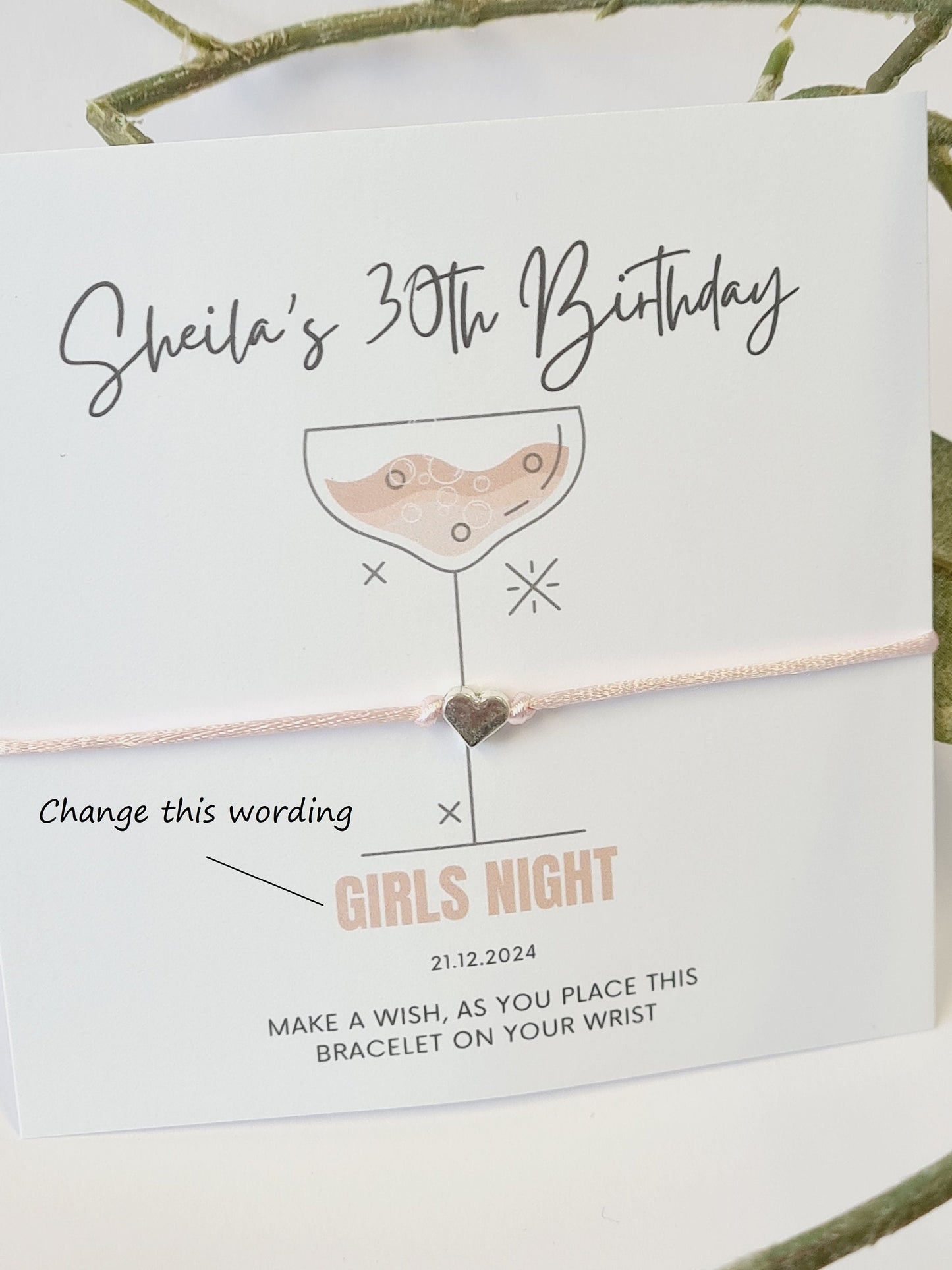 Cocktail Design Wish Bracelet: Personalised Party Favour for Girls - Girls Weekend - Girls Trip - Birthday
