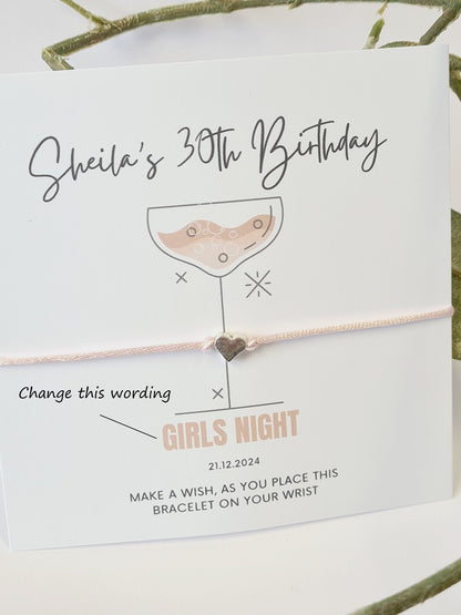 Cocktail Design Wish Bracelet: Personalised Party Favour for Girls - Girls Weekend - Girls Trip - Birthday
