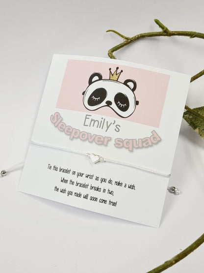 Sleepover Birthday - Sleepover Squad - Wish String Charm Bracelet - Party bag filler - Personalised - Any age - Slumber Party SZ4