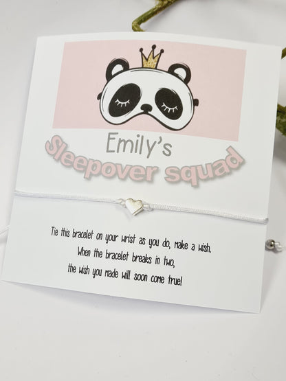 Sleepover Birthday - Sleepover Squad - Wish String Charm Bracelet - Party bag filler - Personalised - Any age - Slumber Party SZ4