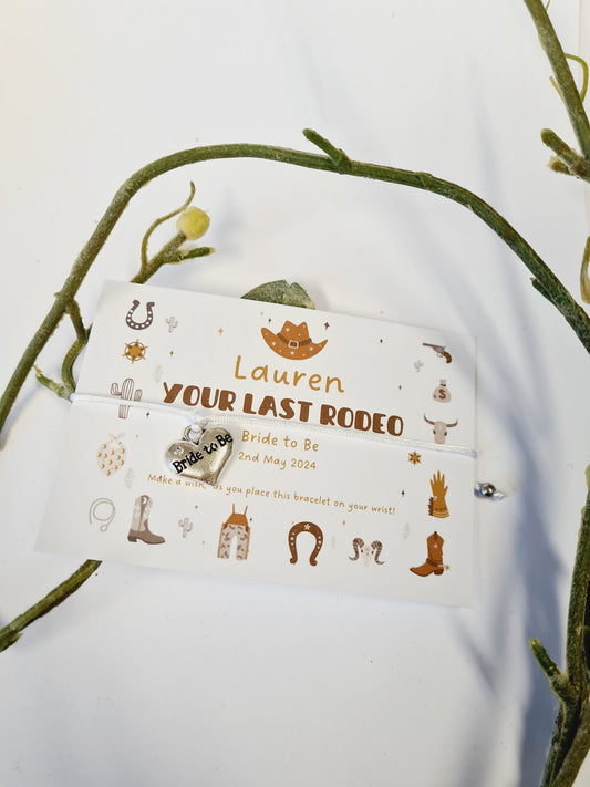 Last Rodeo Hen Party Wish Bracelet: Bride To Be Gift