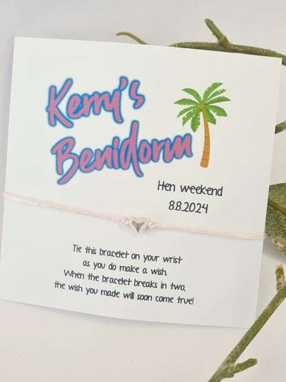 Benidorm Inspired Hen Party Personalised Wish Bracelets - Last Rodeo- Girls Weekend- Hen Do- Hen Weekend -Birthday - Travel - Abroad-C561
