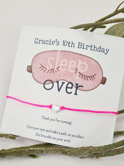 Sleepover Birthday Wish Bracelet: Personalised Party Favour - Guest Gift - Friends
