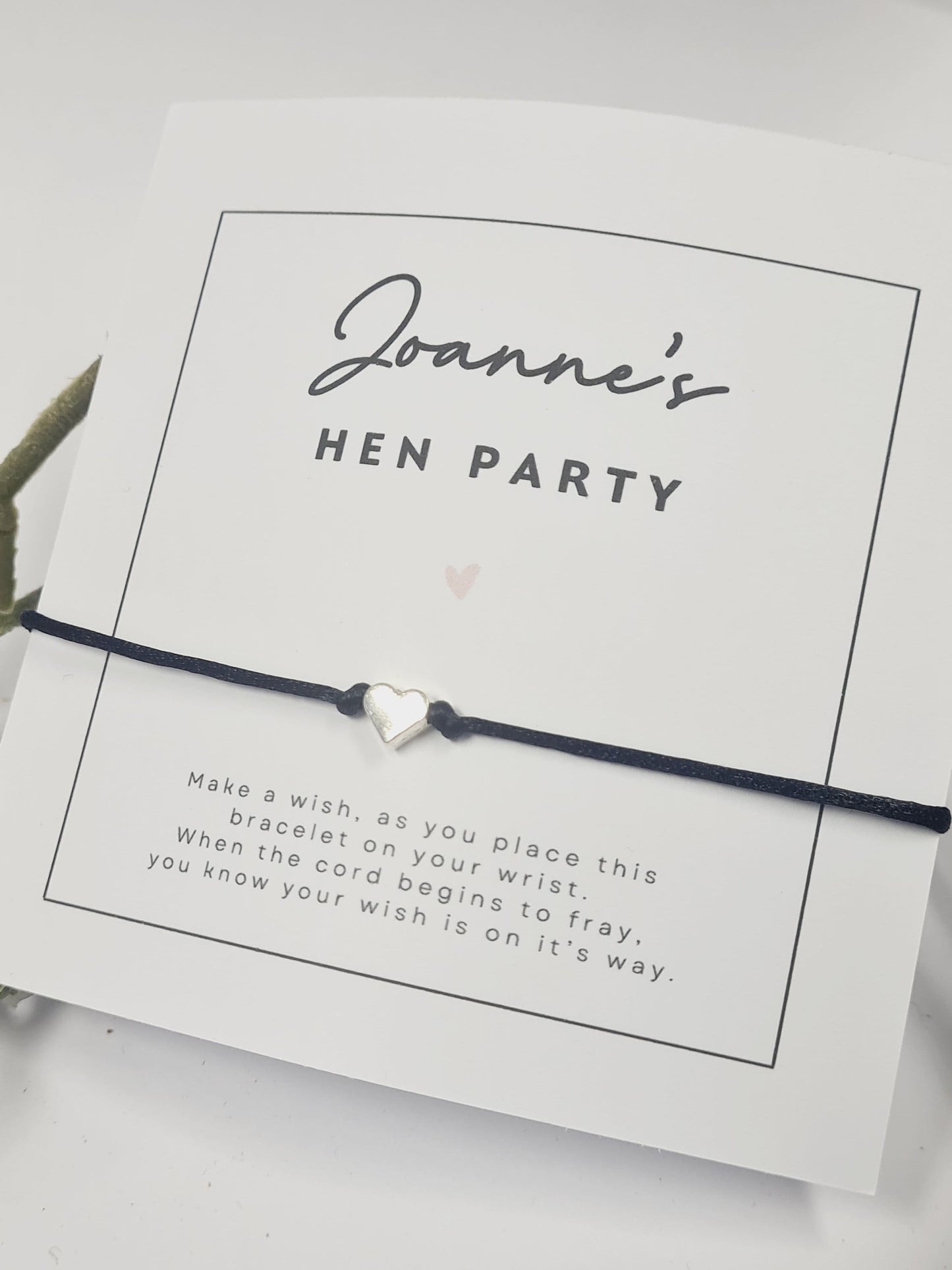 Hen Party Personalised Wish Bracelets - Heart - Girls Weekend- Hen Do- Nikkah - Baby Shower - Birthday - Wedding   Classy - Simple-801