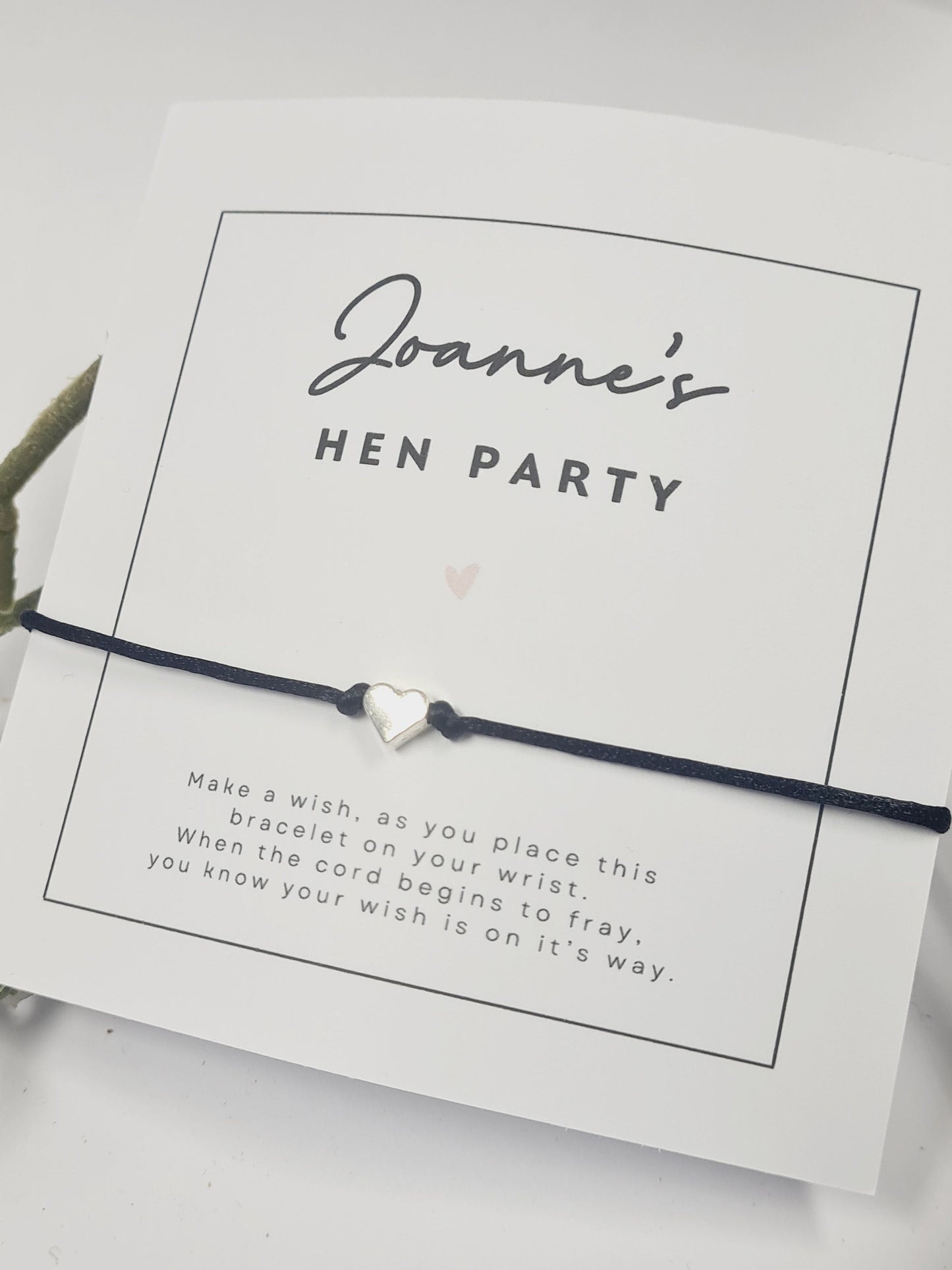 Hen Party Personalised Wish Bracelets - Heart - Girls Weekend- Hen Do- Nikkah - Baby Shower - Birthday - Wedding   Classy - Simple-801