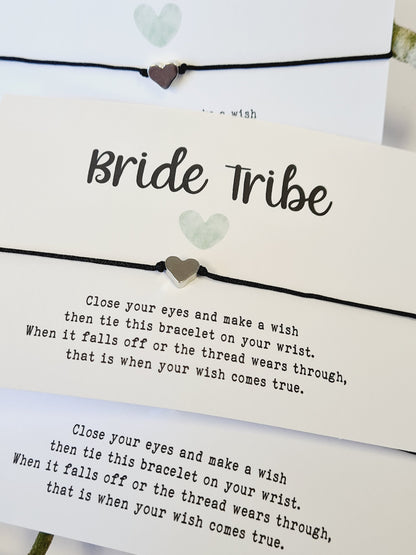 Bride Tribe Wish Bracelet: Silver Heart, Hen Party Favor