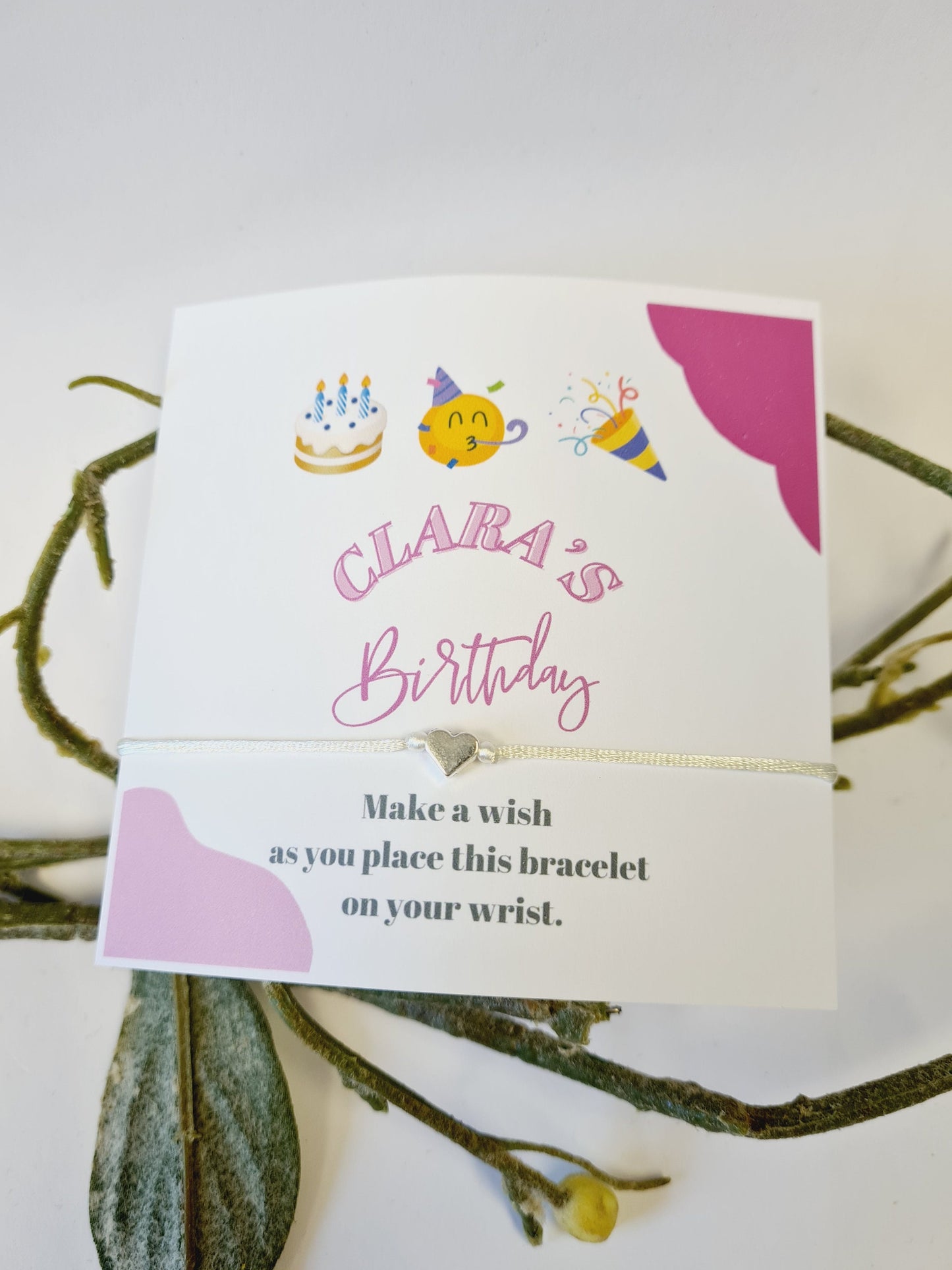 Emoji Style - Insta - Birthday - Age -  Wish String Charm Bracelet - Party bag filler - Personalised - Any age -Party ~S45
