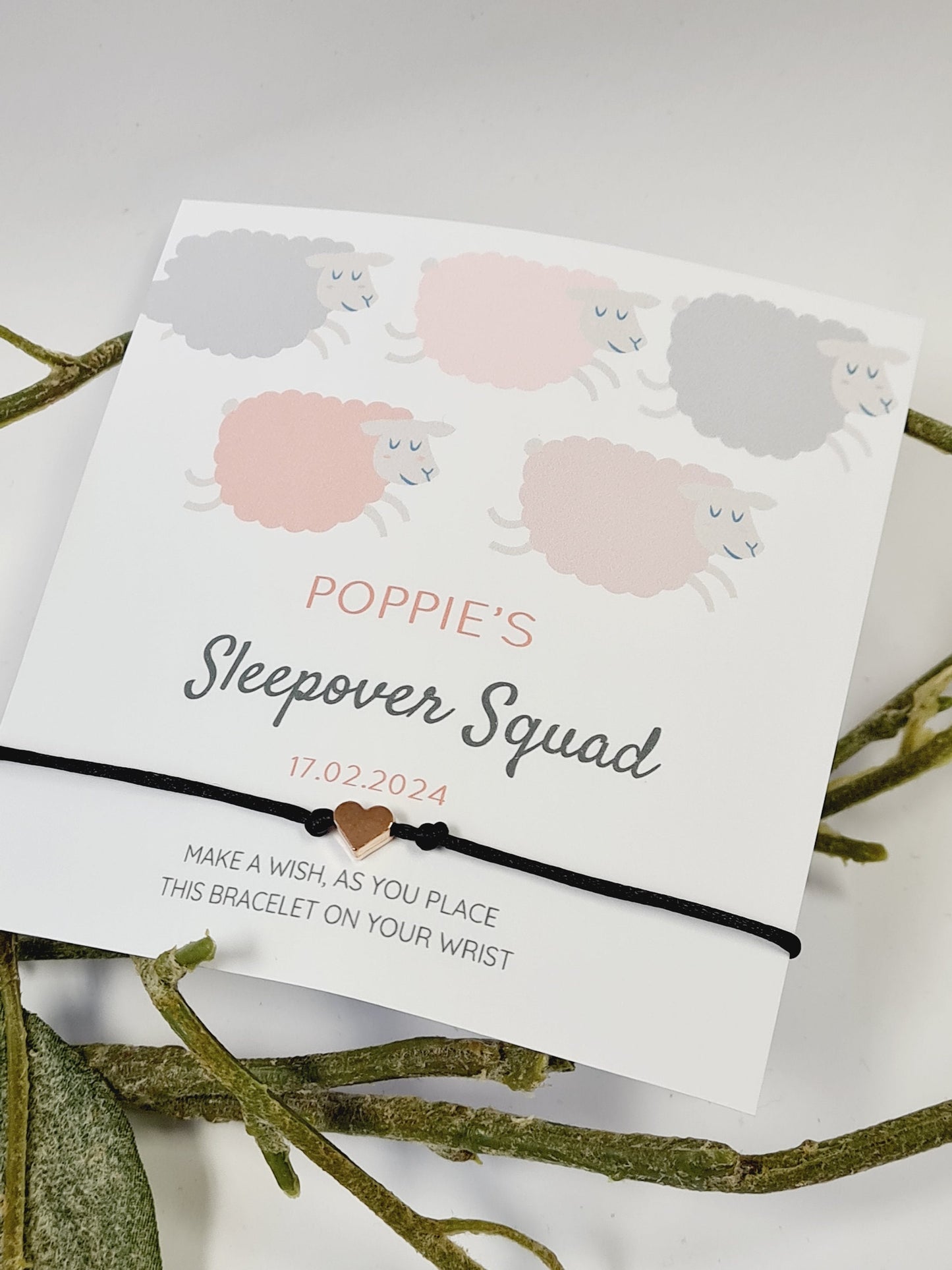 Sleepover Squad Wish Bracelet: Personalized Party Favor
