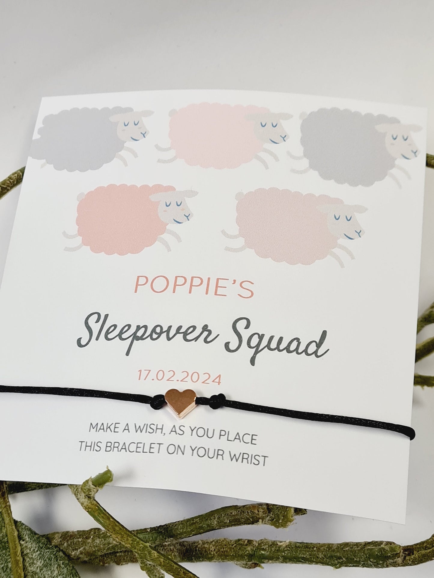 Sleepover Squad Wish Bracelet: Personalized Party Favor