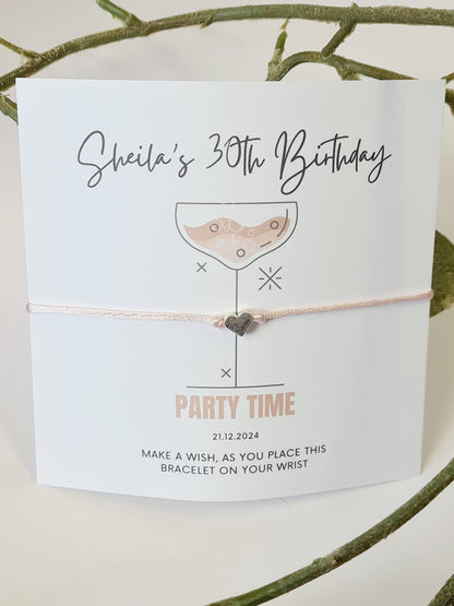 Cocktail Design Wish Bracelet: Personalised Party Favour for Girls - Girls Weekend - Girls Trip - Birthday