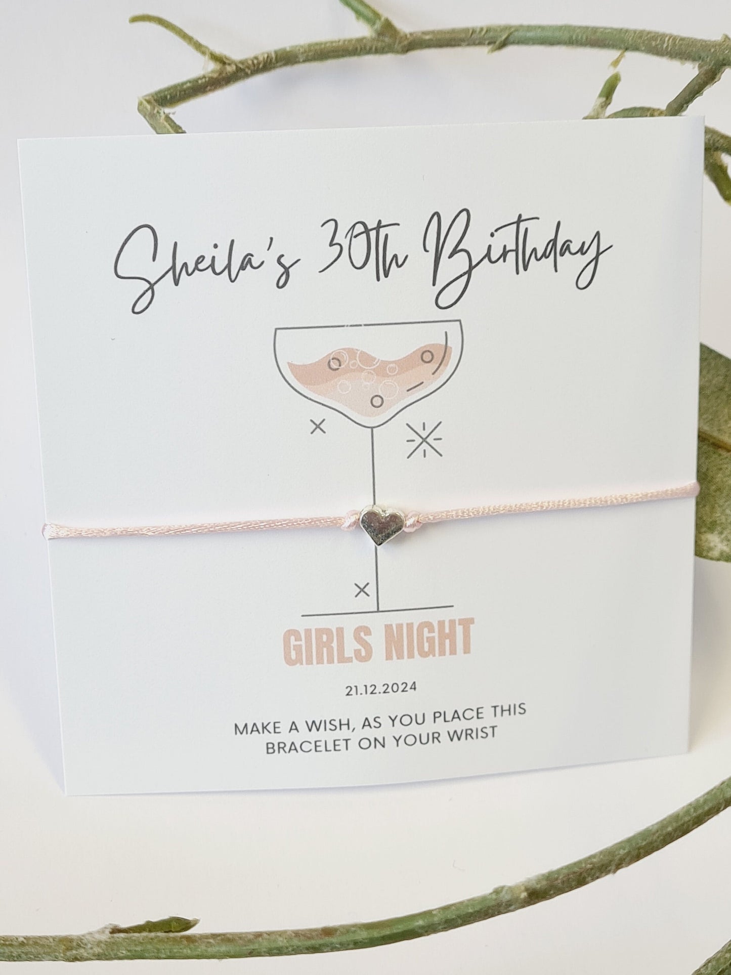 Cocktail Design Wish Bracelet: Personalised Party Favour for Girls - Girls Weekend - Girls Trip - Birthday