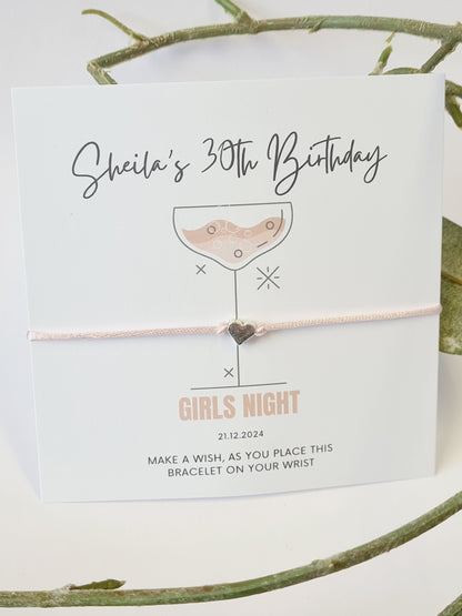 Cocktail Design Wish Bracelet: Personalised Party Favour for Girls - Girls Weekend - Girls Trip - Birthday