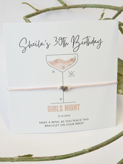 Cocktail Design Wish Bracelet: Personalised Party Favour for Girls - Girls Weekend - Girls Trip - Birthday