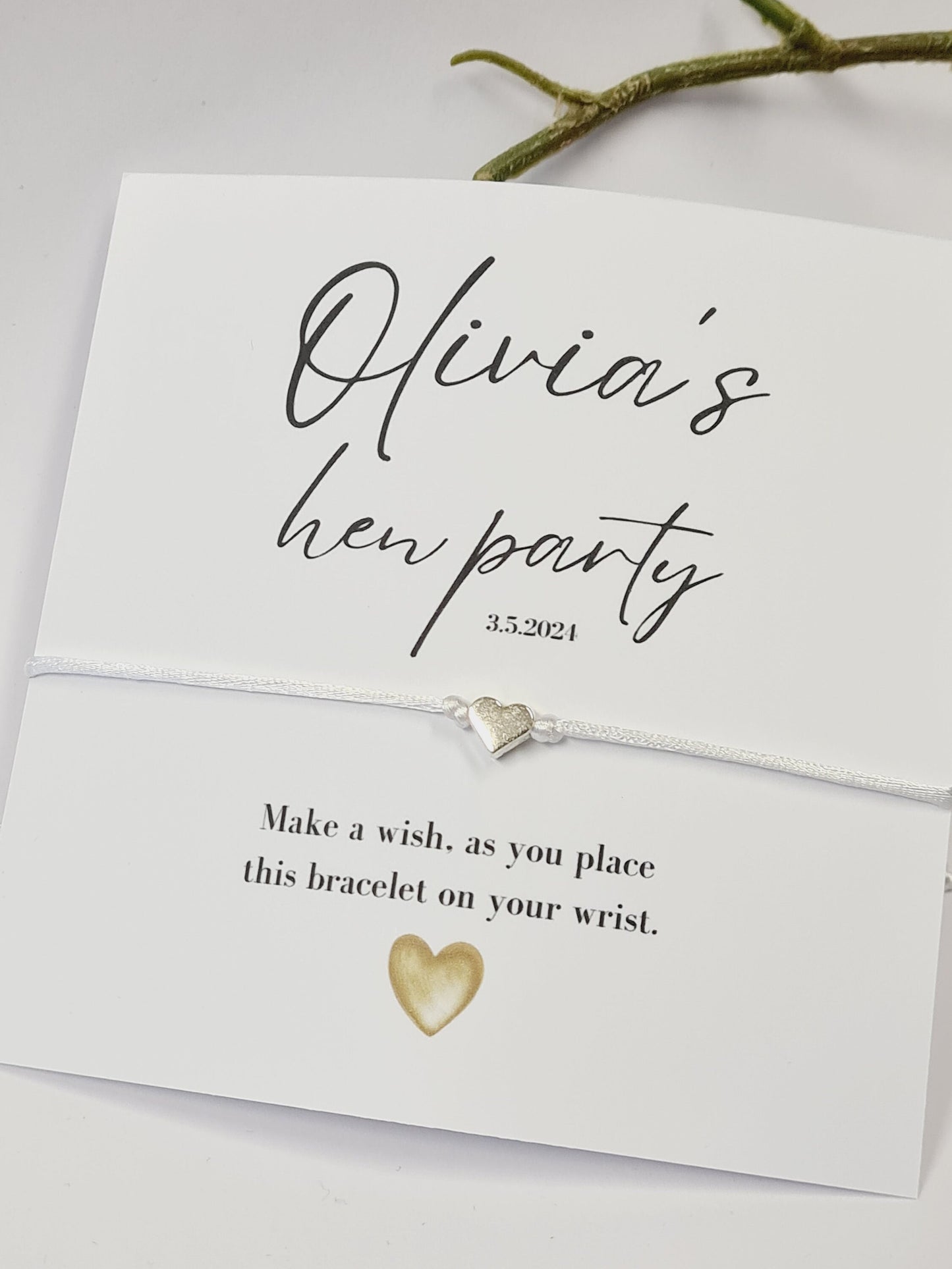 Personalised Hen Party Wish Bracelet: Calligraphy Charm, Girls Weekend, Hen Weekend, Hen do