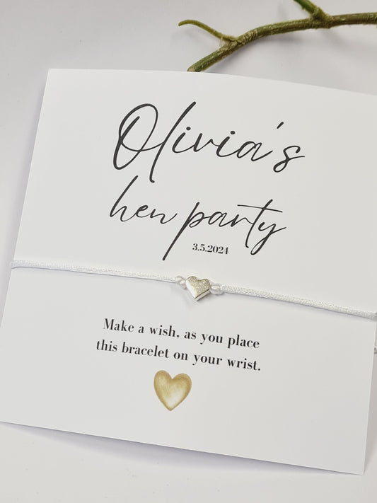 Personalised Hen Party Wish Bracelet: Calligraphy Charm, Girls Weekend, Hen Weekend, Hen do