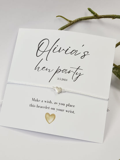 Personalised Hen Party Wish Bracelet: Calligraphy Charm, Girls Weekend, Hen Weekend, Hen do