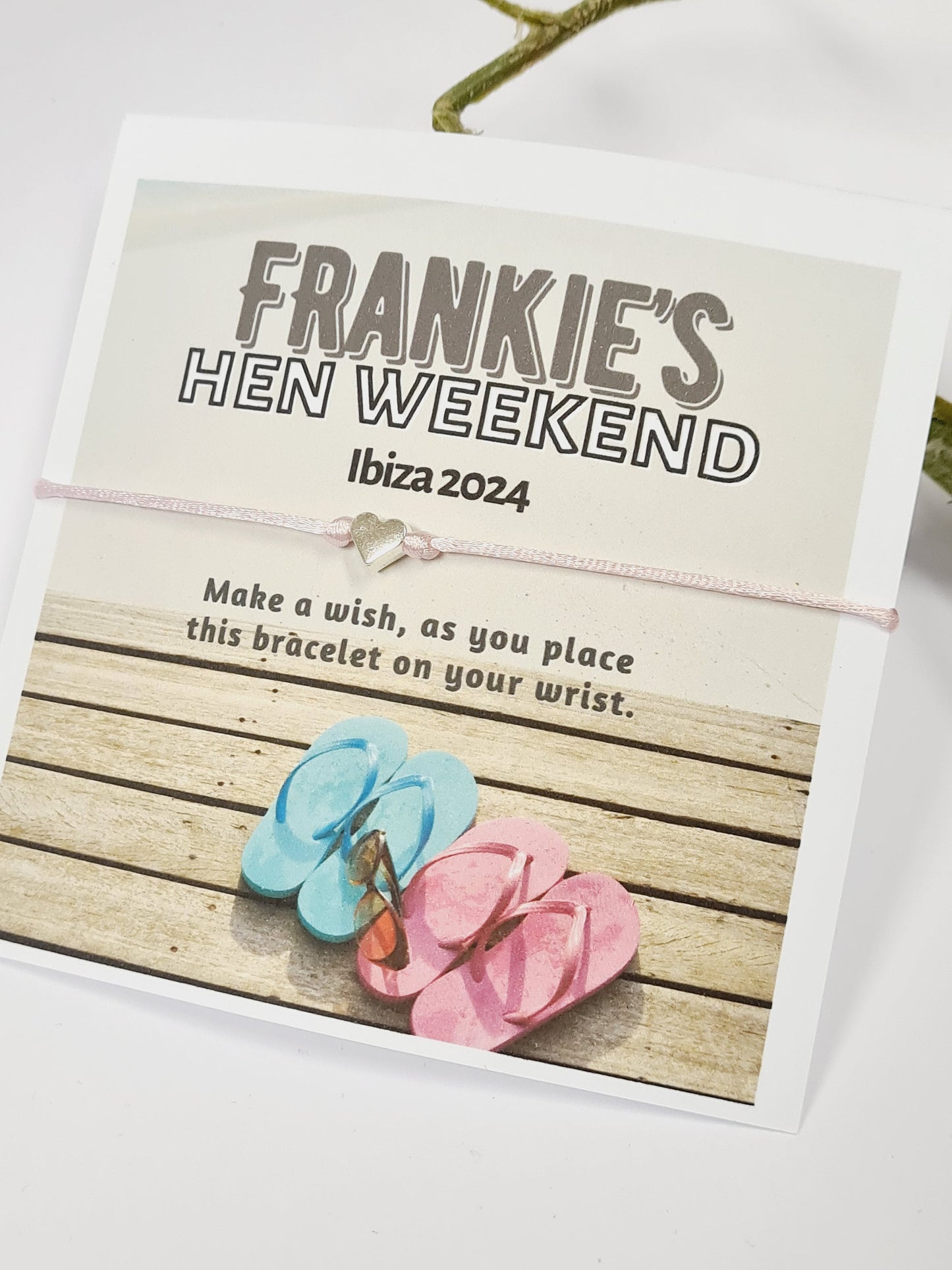 Hen Weekend, Beach, Bikini, Sun - Hen Holiday -Hen Party Wish Bracelets - Personalised  - Goodie Bag Filler - Hen Do, Girls Weekend-BK8
