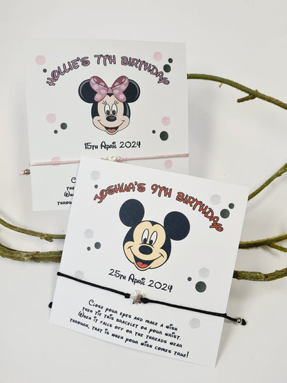 Disney Minnie Mouse I Mickey Mouse Inspired Wish Bracelets I Personalised I Disney Birthday I DisneyTrip I Orlando I Paris I Cruise -PD6