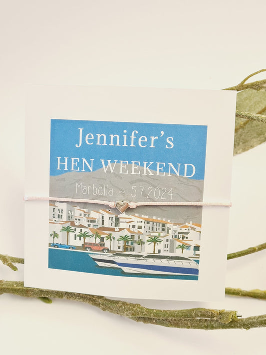 Marbella - Inspired Hen Party Personalised Wish Bracelets -Girls Weekend- Hen Do- Hen Weekend -Birthday -Abroad-C561