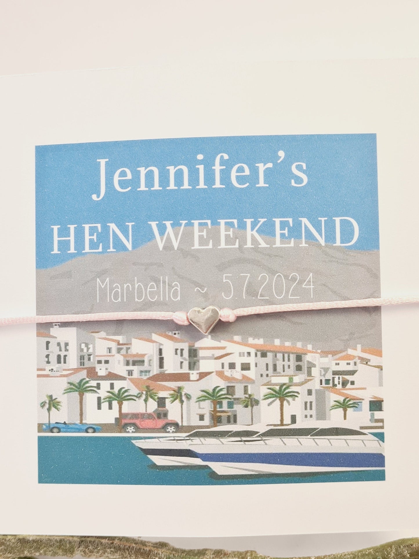 Marbella - Inspired Hen Party Personalised Wish Bracelets -Girls Weekend- Hen Do- Hen Weekend -Birthday -Abroad-C561