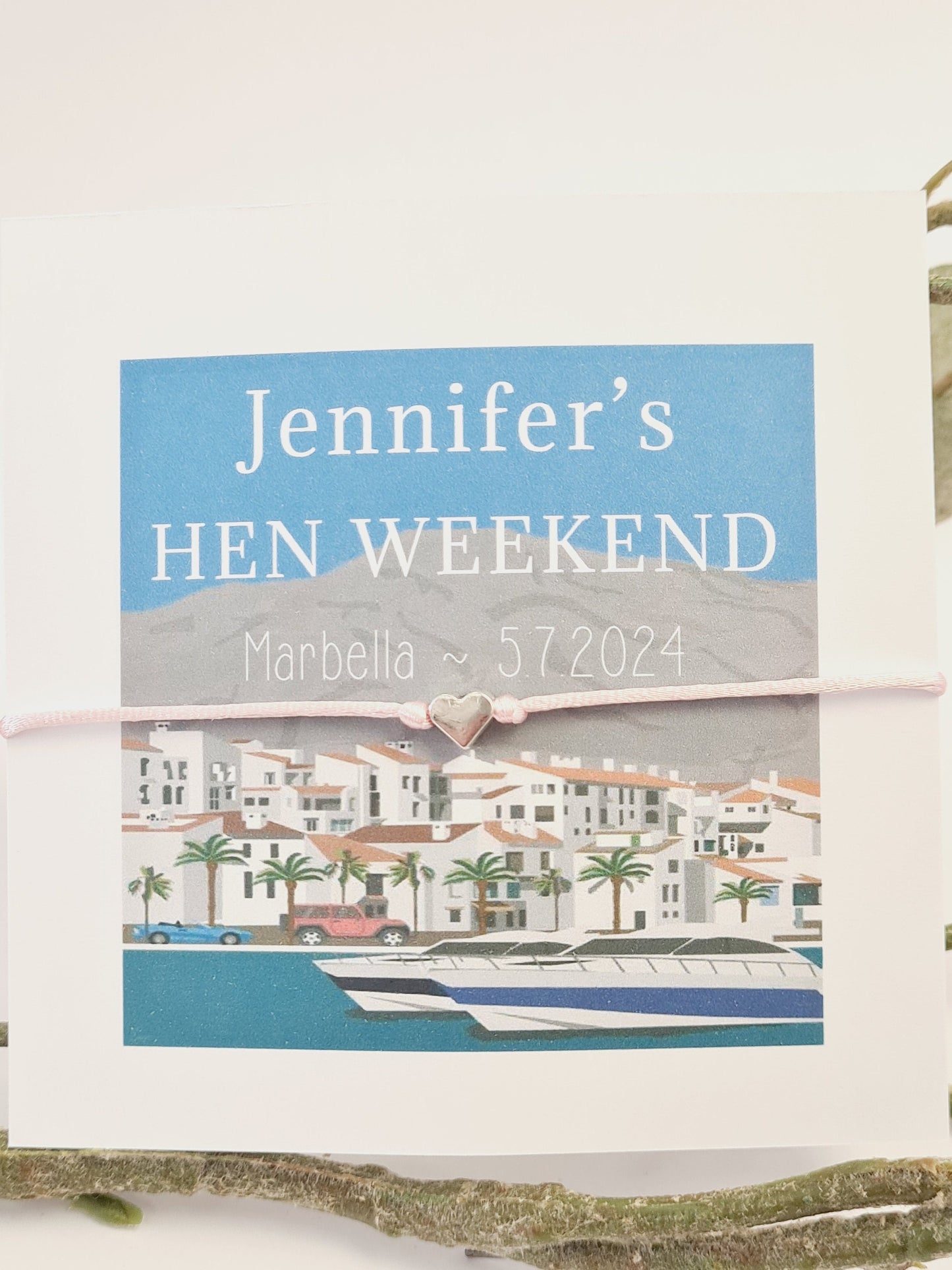 Marbella - Inspired Hen Party Personalised Wish Bracelets -Girls Weekend- Hen Do- Hen Weekend -Birthday -Abroad-C561