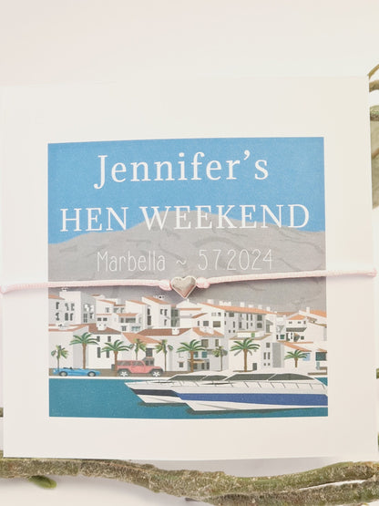 Marbella - Inspired Hen Party Personalised Wish Bracelets -Girls Weekend- Hen Do- Hen Weekend -Birthday -Abroad-C561