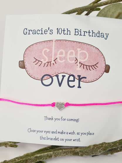 Sleepover Birthday Wish Bracelet: Personalised Party Favour - Guest Gift - Friends
