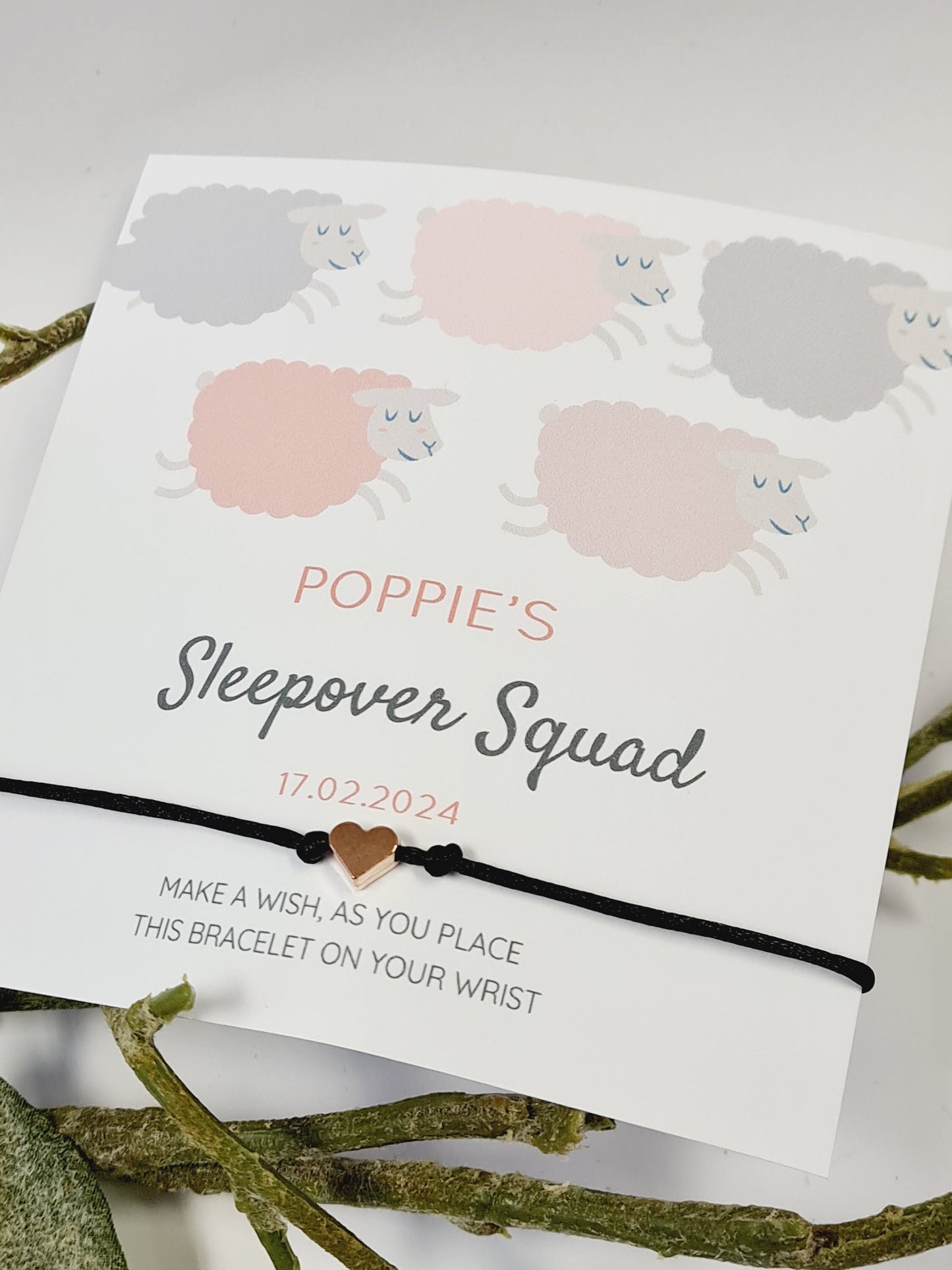 Sleepover Squad Wish Bracelet: Personalized Party Favor