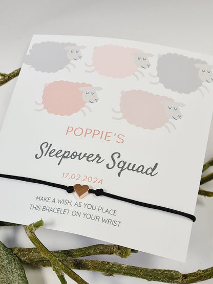 Sleepover Squad Wish Bracelet: Personalized Party Favor