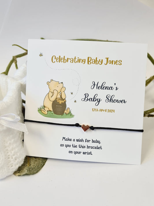 Winnie the Pooh Wish Bracelet: Baby Shower Charm Bracelet - Gender Neutral - Bear - Cute