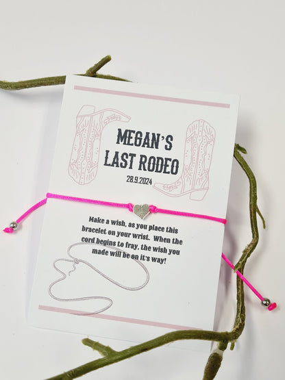 Last Rodeo Pink Hen Party Wish Bracelets I Personalised I Goodie Bag Filler I Hen Weekend IHen Do I Hen Holiday I Bride to Be - FC57