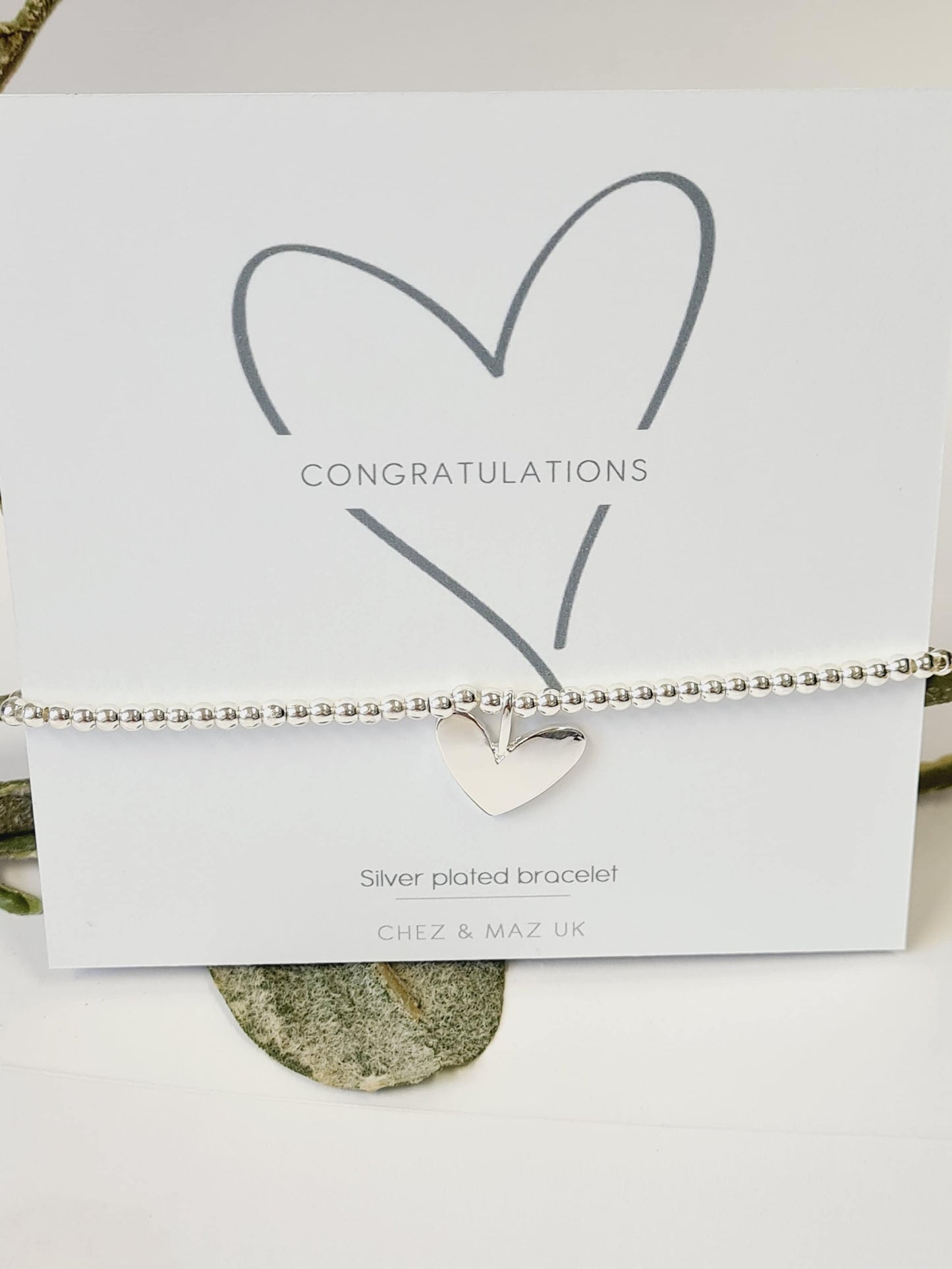 Congratulations I Well done I Silver plated charm bracelet & heart charm