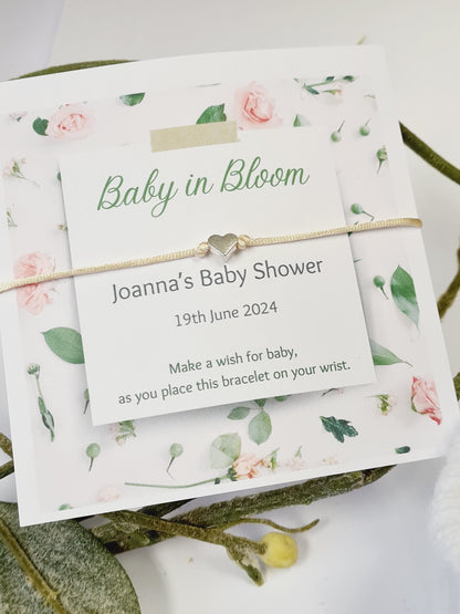 Personalized Baby Shower Wish Bracelet: Heart Charm, Mummy To Be Gift