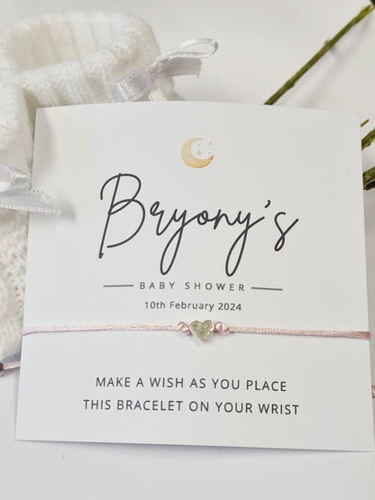Moon and Star Baby Shower Wish Bracelet, Personalized Gift