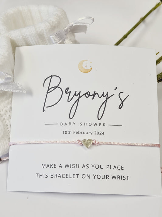 Moon and Star Baby Shower Wish Bracelet, Personalized Gift