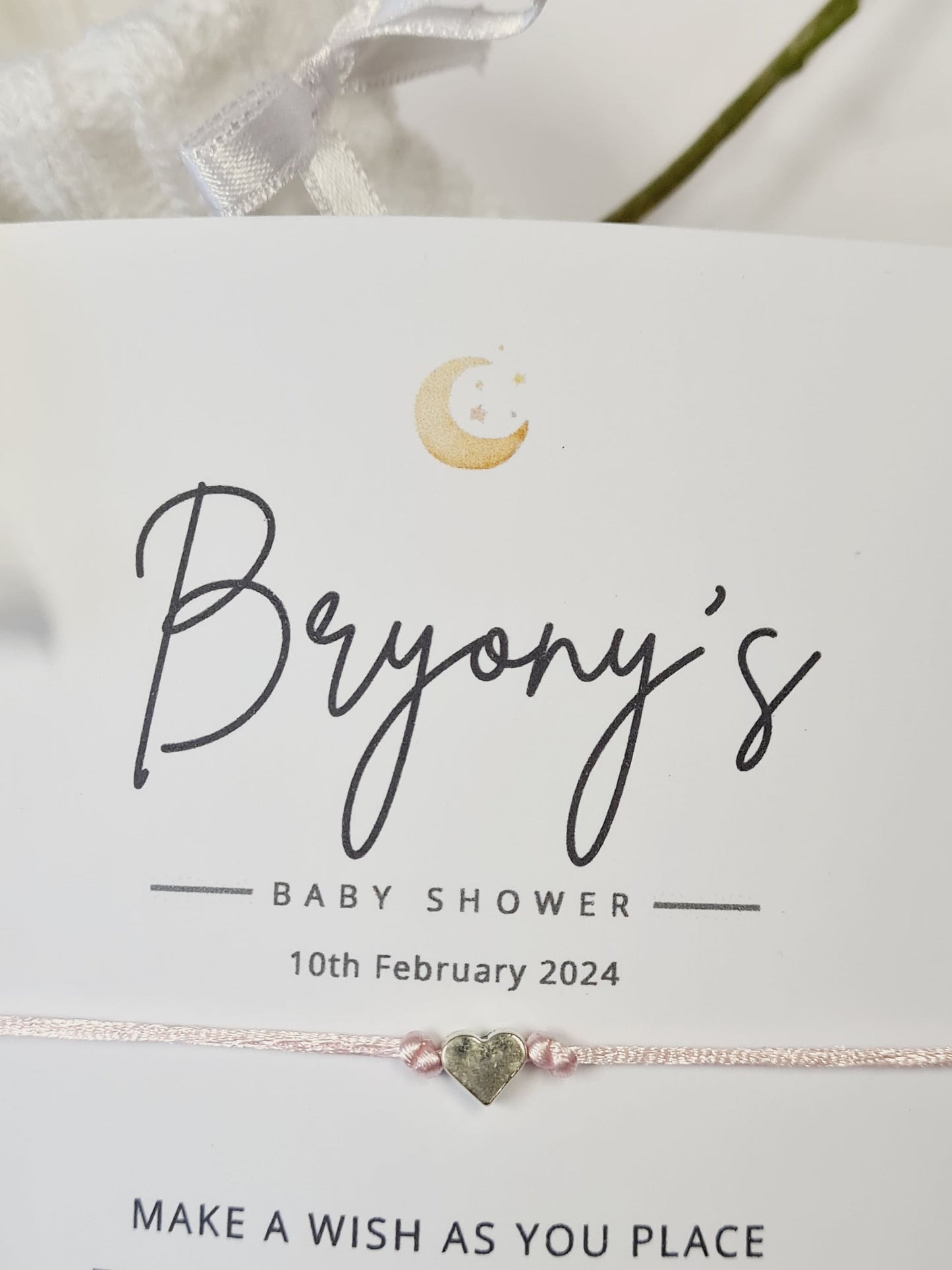 Moon and Star Baby Shower Wish Bracelet, Personalized Gift